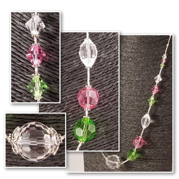 ***SOLD***Pink, Clear & Green Swarovski and Sterling Set - Picture 9 of 9